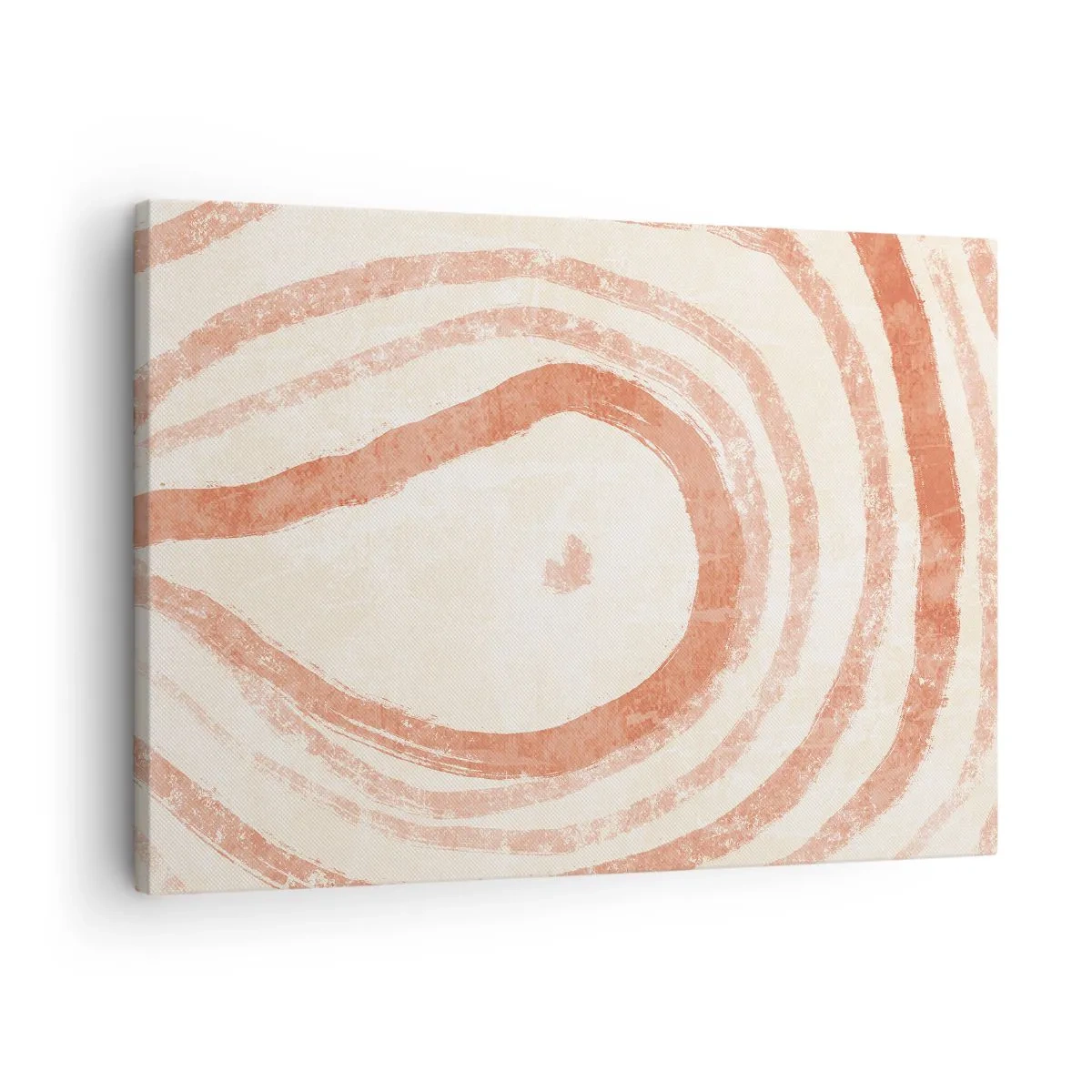 Tablou pe pânză Canvas - Un motiv abstract de linii concentrice în nuanțe de teracotă. - 70x50cm - Cercuri de corali - compoziție - Decorațiune modernă pentru perete pentru living și dormitor ARTTOR