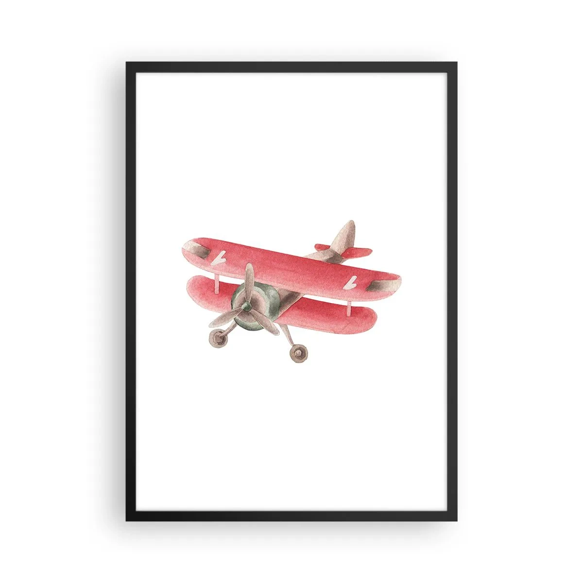Poster în ramă neagră - Un biplan retro roșu fermecător - 50x70cm - Gata pentru zboruri la mare înălțime - Decorațiune modernă pentru perete pentru living și dormitor ARTTOR