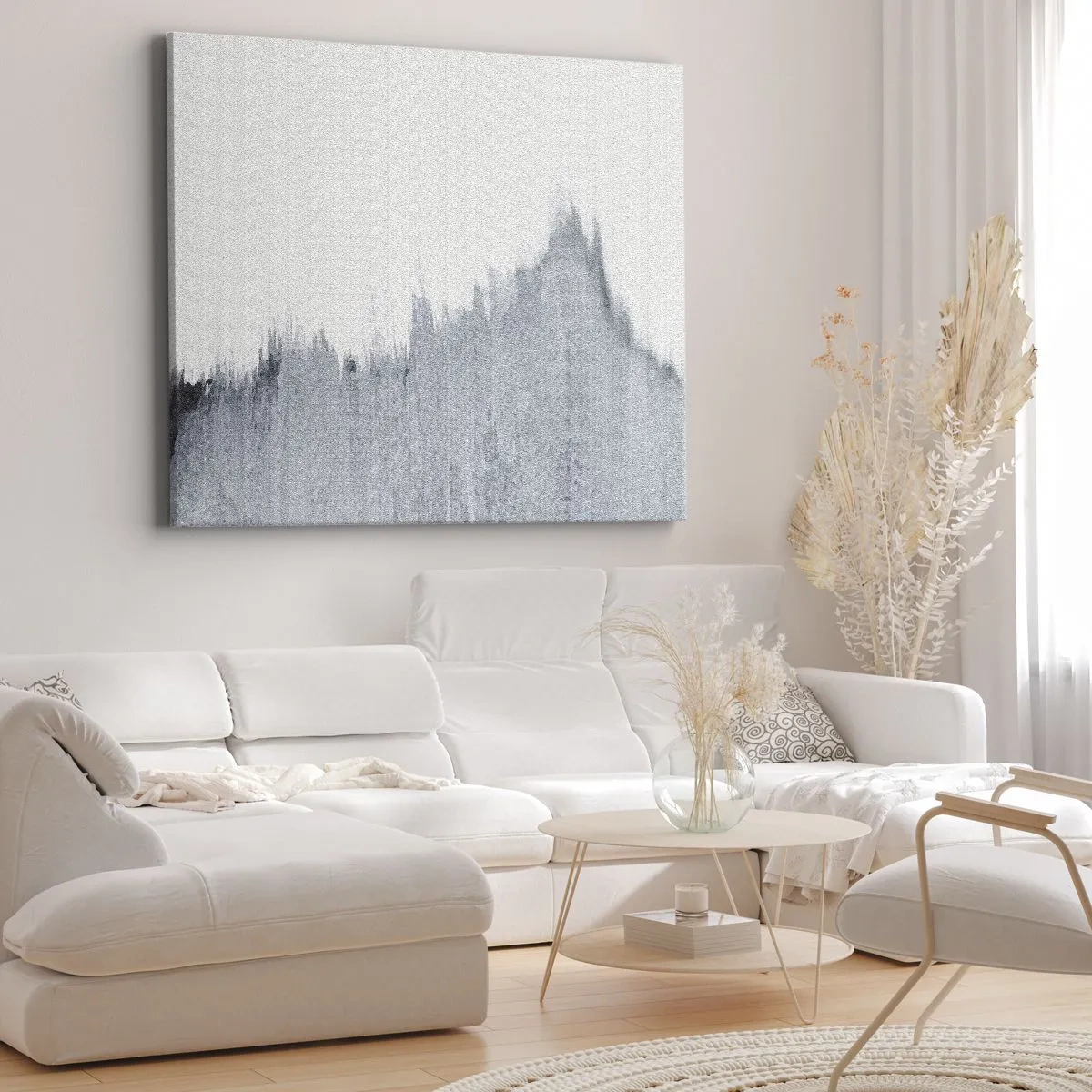 Tablou pe pânză Canvas - Compoziție gri abstractă într-un stil minimalist - 70x50cm - Înregistrare secretă - Decorațiune modernă pentru perete pentru living și dormitor ARTTOR