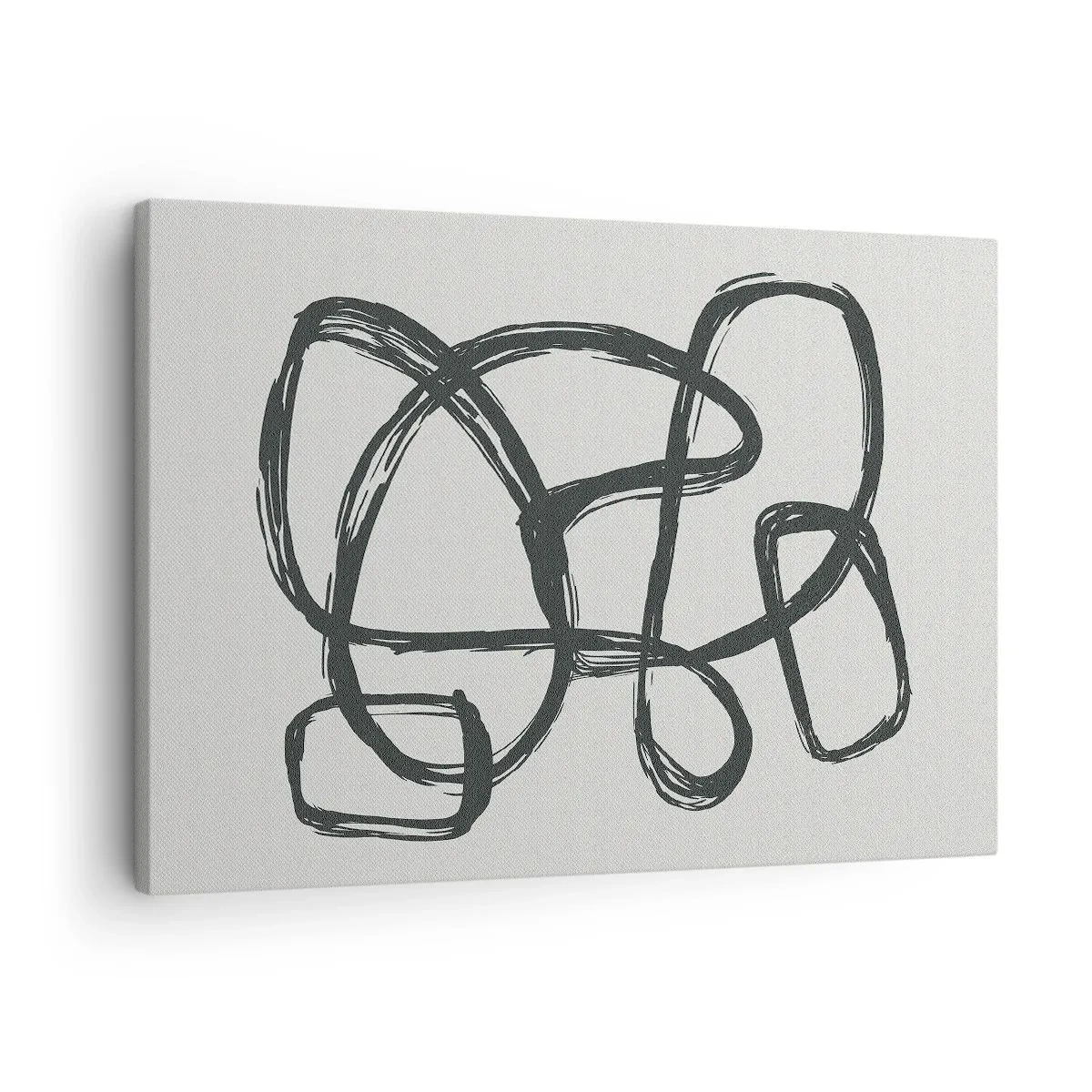 Tablou pe pânză Canvas - Linii abstracte care creează forme libere pe un fundal deschis - 70x50cm - Abstracție în buclă - Decorațiune modernă pentru perete pentru living și dormitor ARTTOR