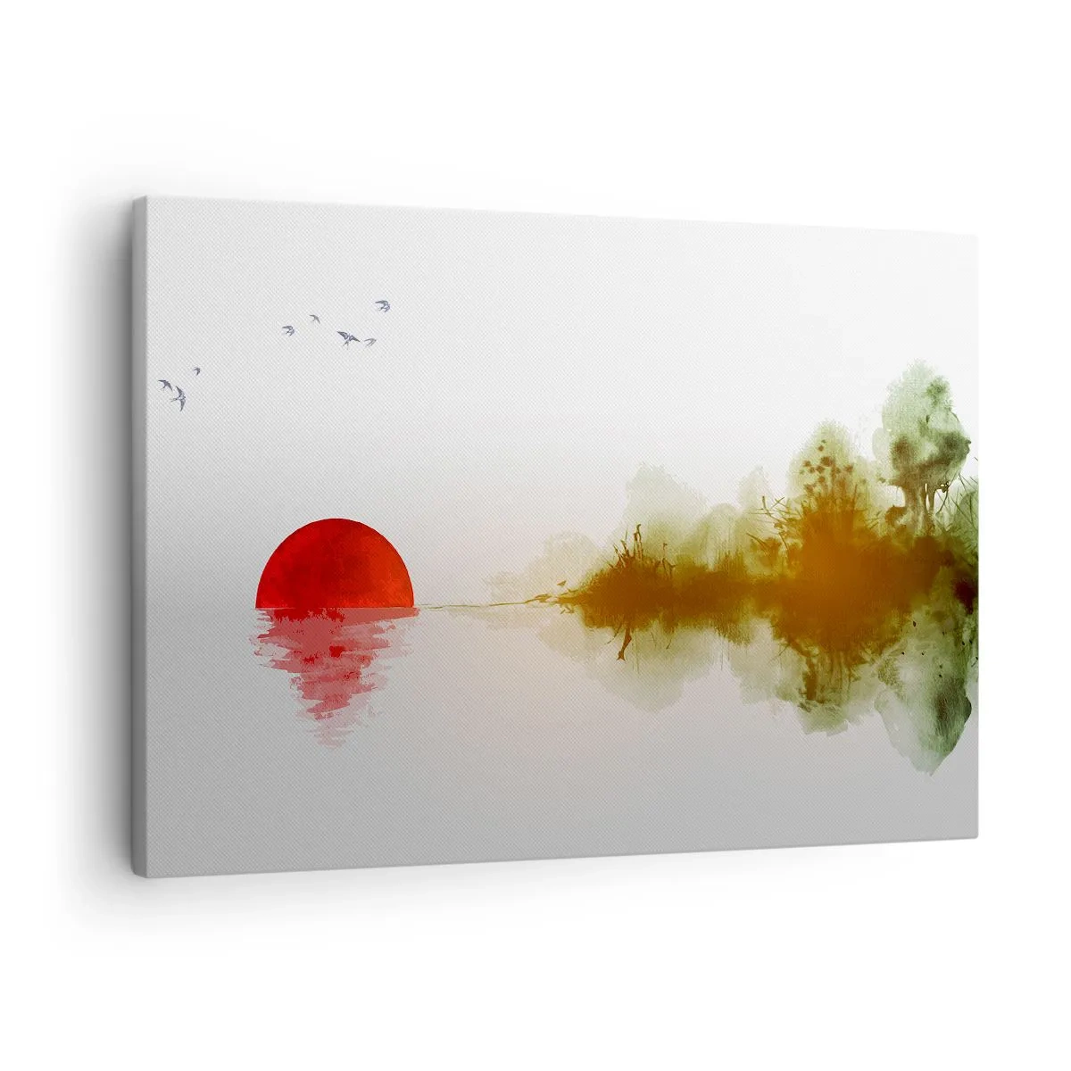 Tablou pe pânză Canvas - Apus de soare abstract peste un lac cu reflecție - 70x50cm - Promisiune de liniște - Decorațiune modernă pentru perete pentru living și dormitor ARTTOR