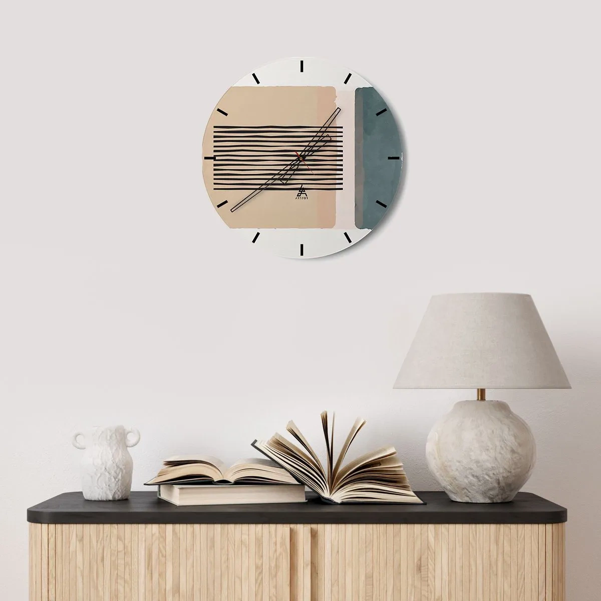 Ceas de perete - Ceas pe sticlă - Flori în stil englezesc în nuanțe de alb, roz și violet - 30x30cm - Totul este în regulă - Decorațiune modernă pentru perete pentru living, bucătărie și dormitor ARTTOR