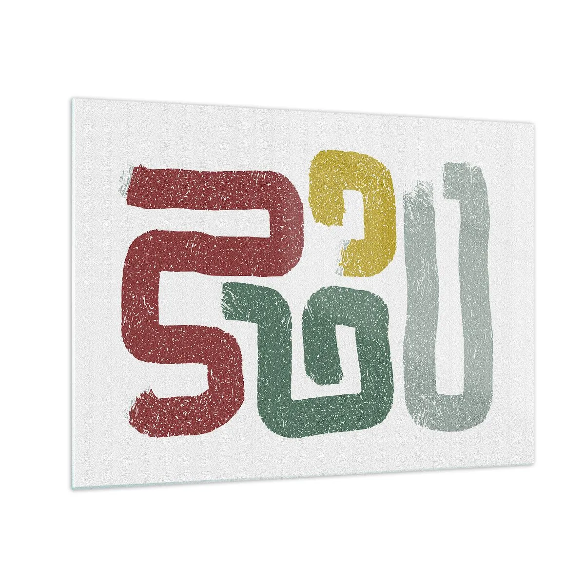 Tablou pe sticlă - Semne abstracte colorate pe fundal alb - 70x50cm - Într-o limbă necunoscută - Decorațiune modernă pentru perete pentru living și dormitor ARTTOR