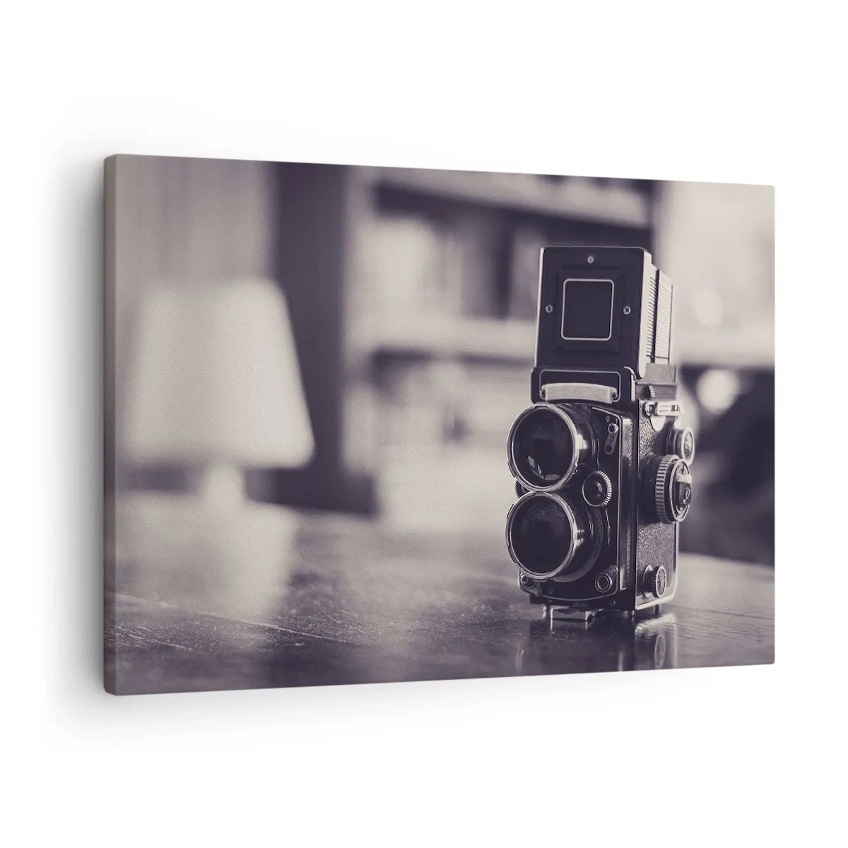 Tablou pe pânză Canvas - Aparat foto antic alb-negru - 70x50cm - Magia fotografiei vechi - Decorațiune modernă pentru perete pentru living și dormitor ARTTOR