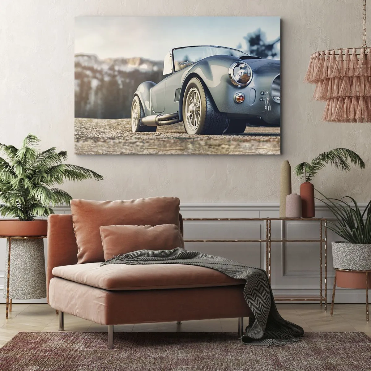 Tablou pe pânză Canvas - Mașină decapotabilă clasică într-un cadru pitoresc - 70x50cm - Pentru că stilul contează - Decorațiune modernă pentru perete pentru living și dormitor ARTTOR