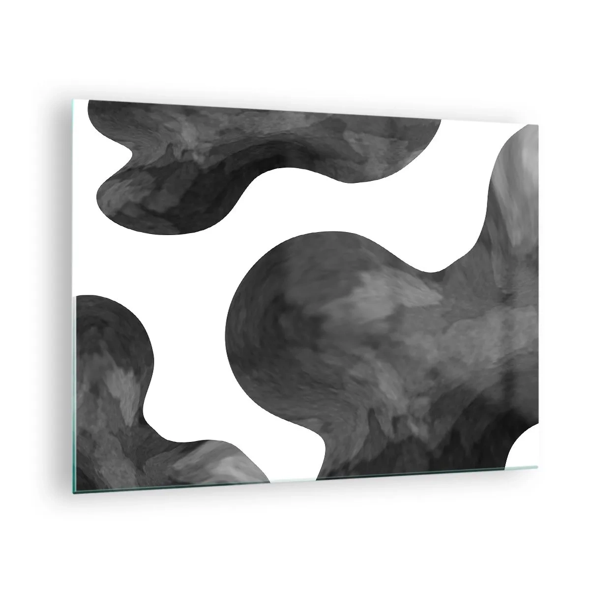 Tablou pe sticlă - Forme abstracte în tonuri de alb și negru - 70x50cm - Calea Lactee - Decorațiune modernă pentru perete pentru living și dormitor ARTTOR