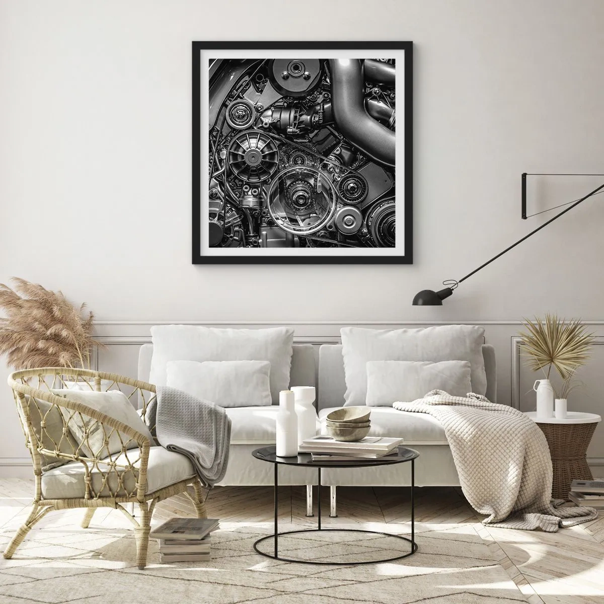 Poster în ramă neagră - Poezia mecanicii - 30x30 cm