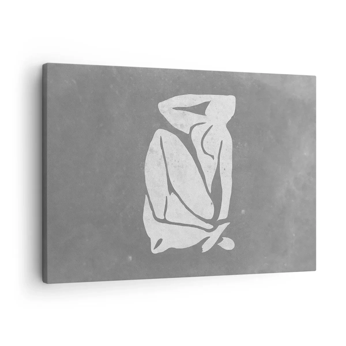 Tablou pe pânză Canvas - O siluetă minimalistă desenată pe un fundal gri - 70x50cm - În reverie - Decorațiune modernă pentru perete pentru living și dormitor ARTTOR